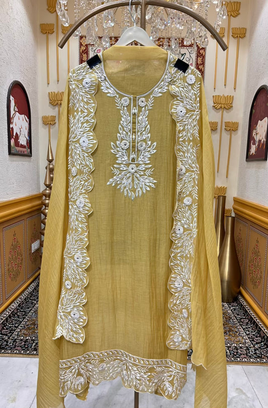 Nazira Resham Mul Suit (Mustard)