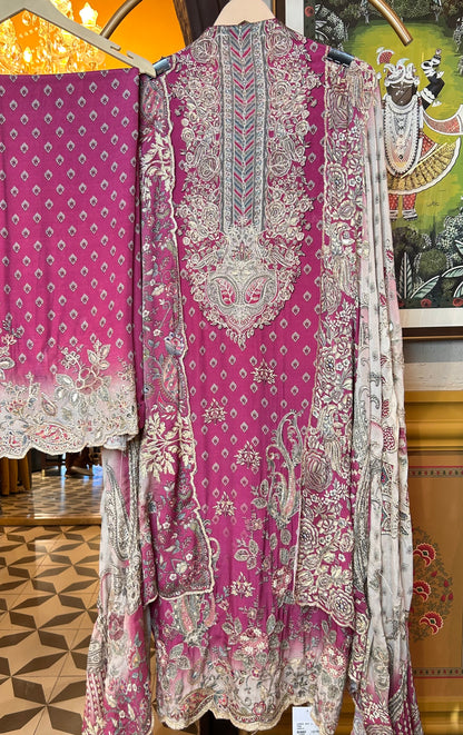 Mehrin Crepe Suit (Pink)