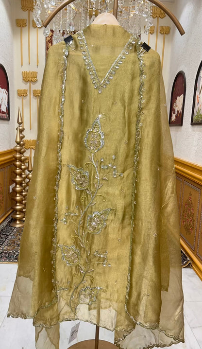 Ayleen Shimmer Stone Suit (Mehendi Green)