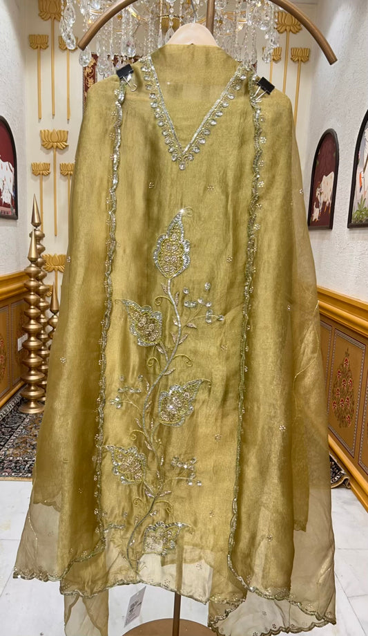 Ayleen Shimmer Stone Suit (Mehendi Green)