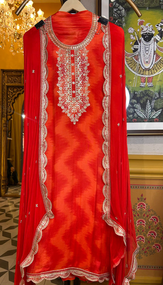 Ruhaniyaa Chinon Suit (Red)