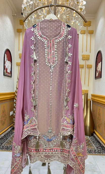Ruhmehar Gota Aaina Suit (Pink)