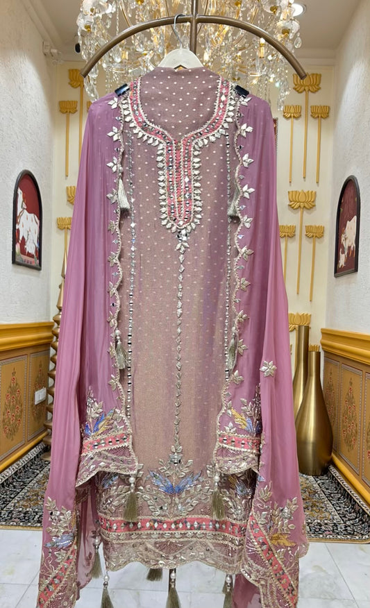 Ruhmehar Gota Aaina Suit (Pink)