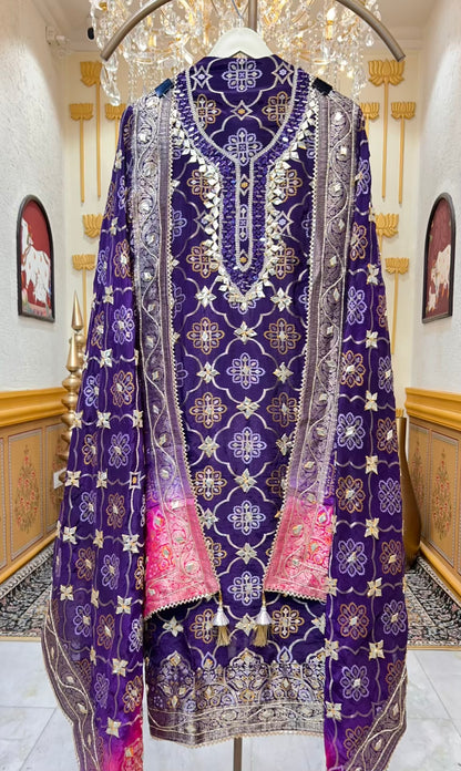 Meher Bandhej Suit (Purple)