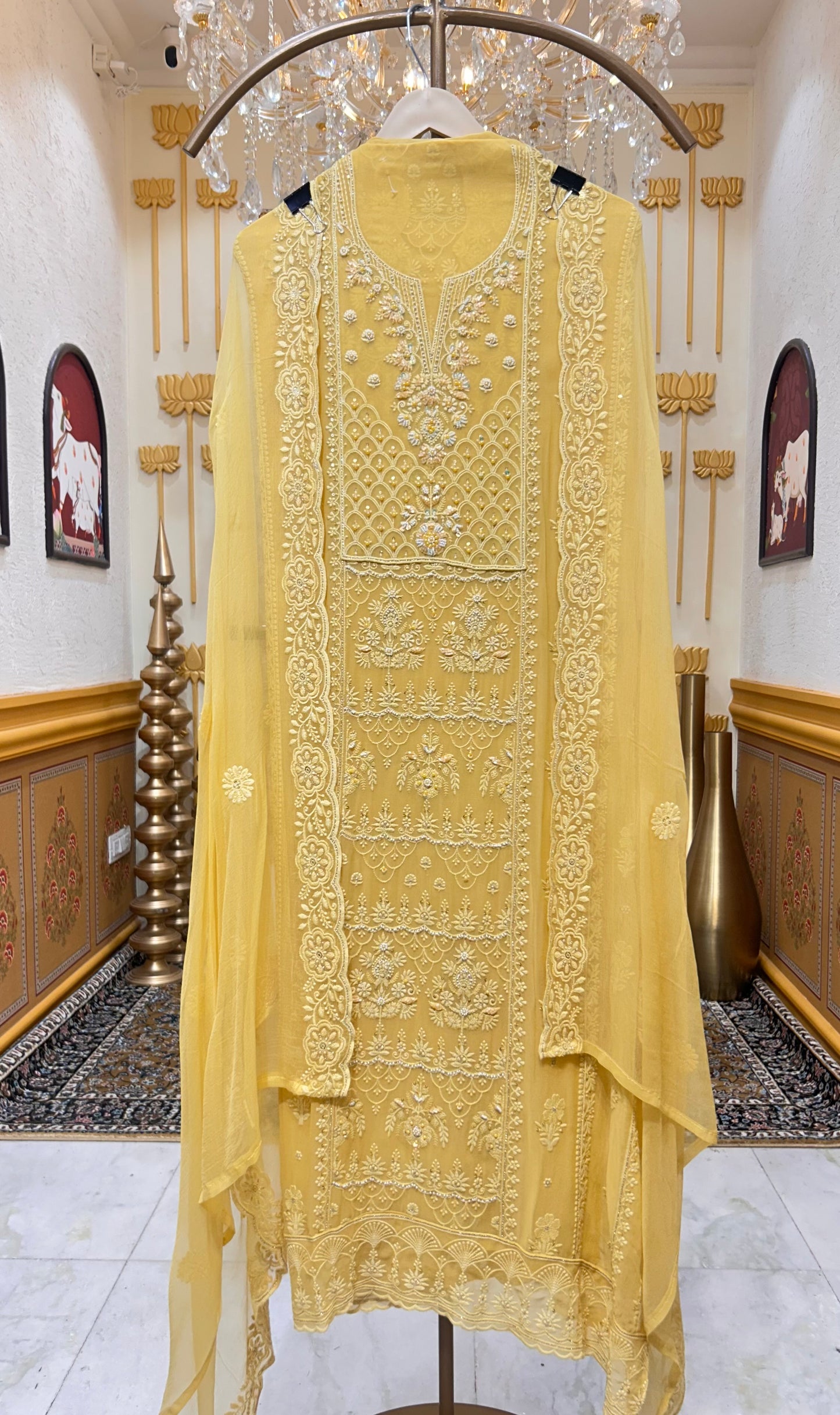 Mehru Georgette Élan Suit (Yellow)