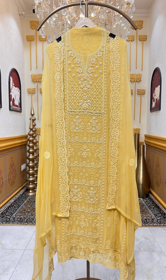 Mehru Georgette Élan Suit (Yellow)