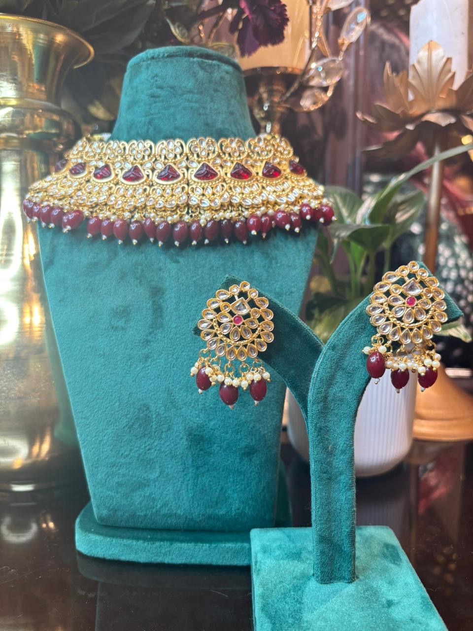 Ruhani Kundan Choker (Red)