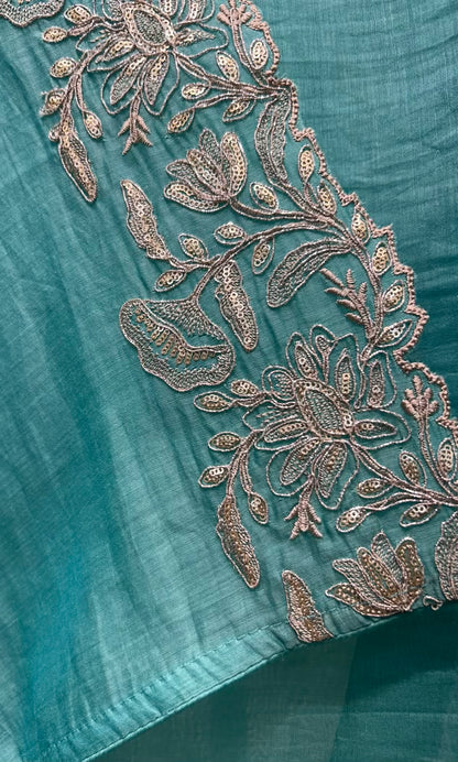 Rajvanya Chanderi Zari Suit (Turquoise)