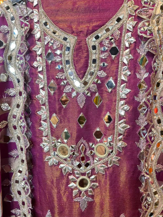 Roshanaé-Noor Organza Suit (Wine)