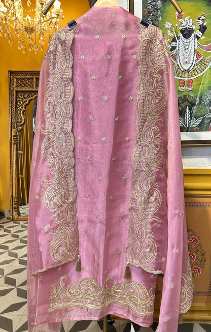 Zehnara Tissue Organza Suit (Pink)