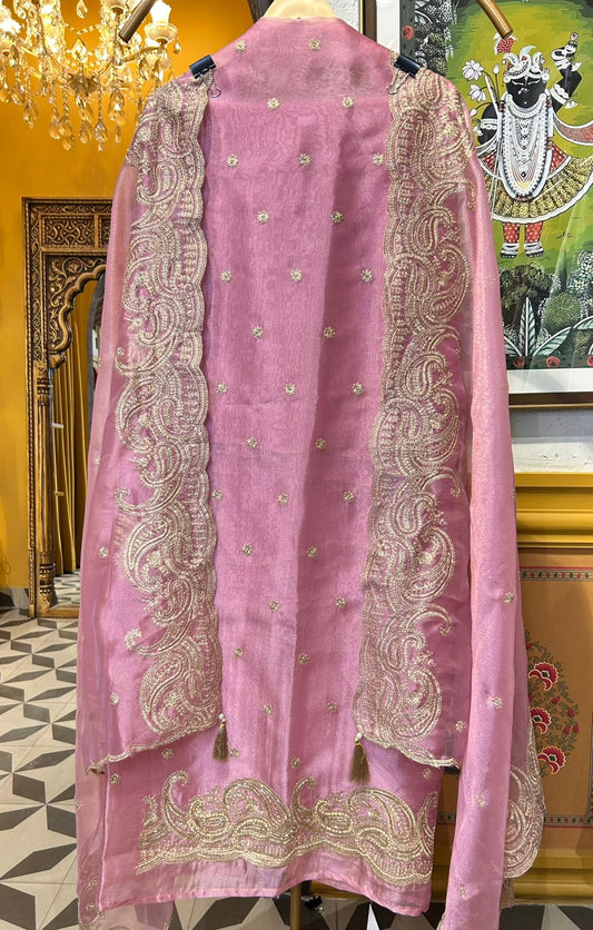 Zehnara Tissue Organza Suit (Pink)