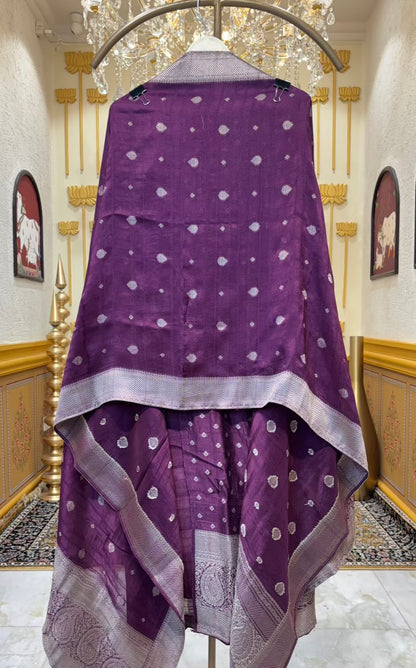 Sarvisha Tussar Banarasi Suit (Wine)