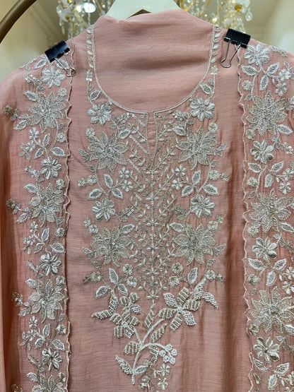 Aavira Mul Chanderi Suit (Peach)