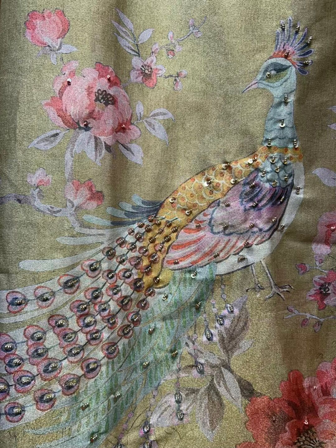 Aynara Printed Organza Suit (Parrot Green)