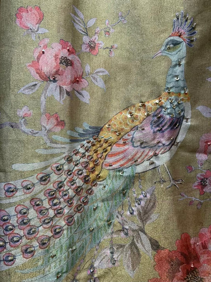 Aynara Printed Organza Suit (Parrot Green)