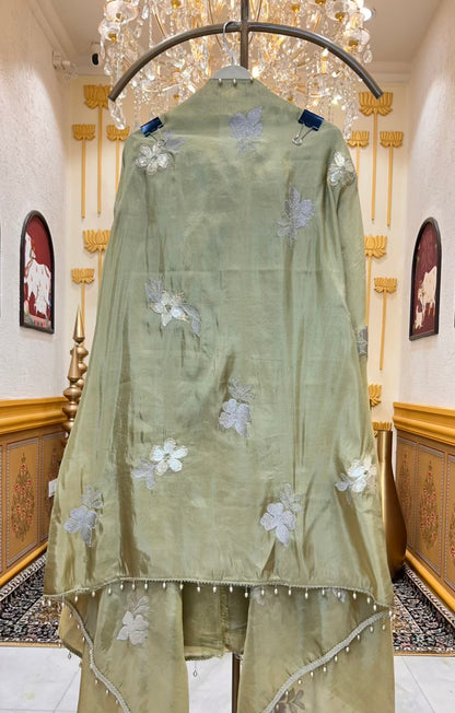 Rehma Gota Shimmer Suit (Green)