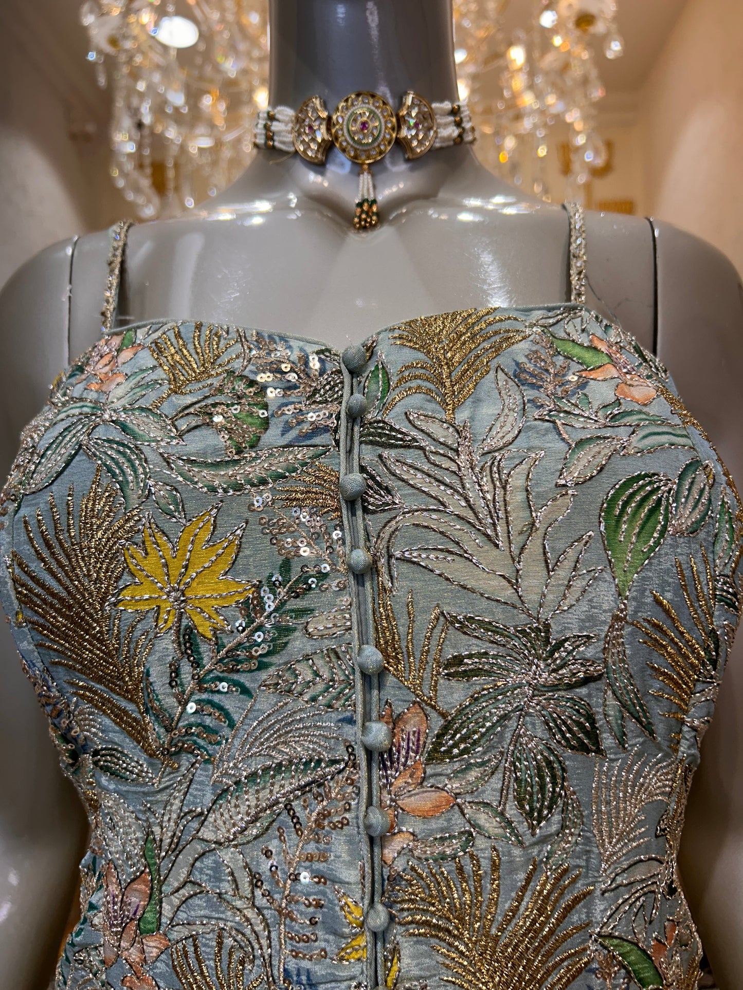 Sahira Zari Glow Sharara (Powder Green)