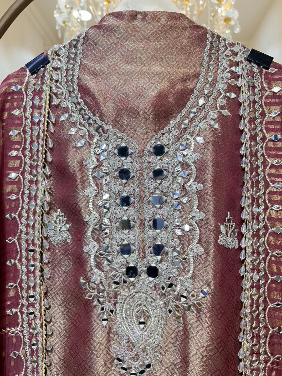 Nazneen Shimmer Dori Suit (Wine)