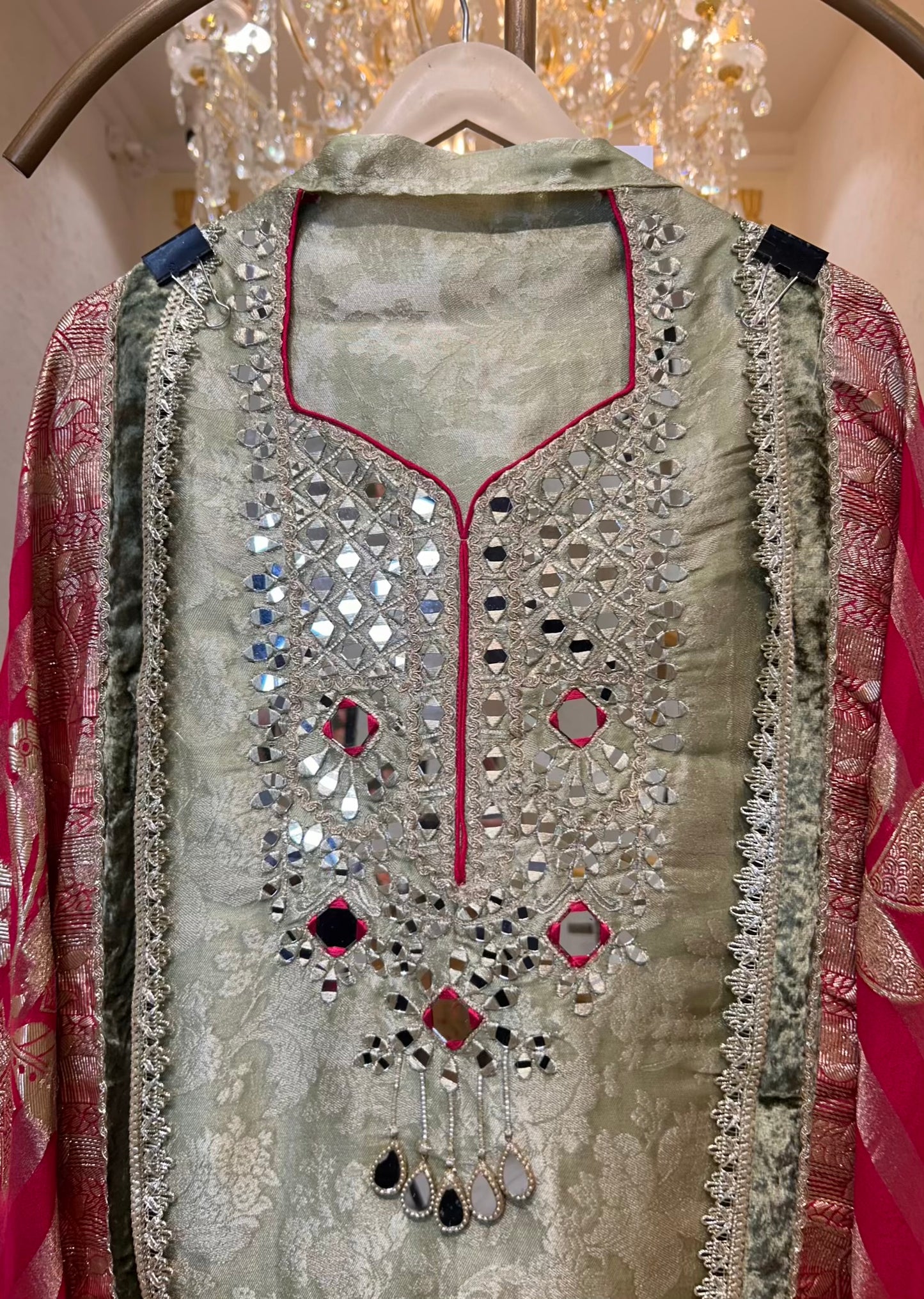 Mehroza Banarasi Brocade Suit (Green)