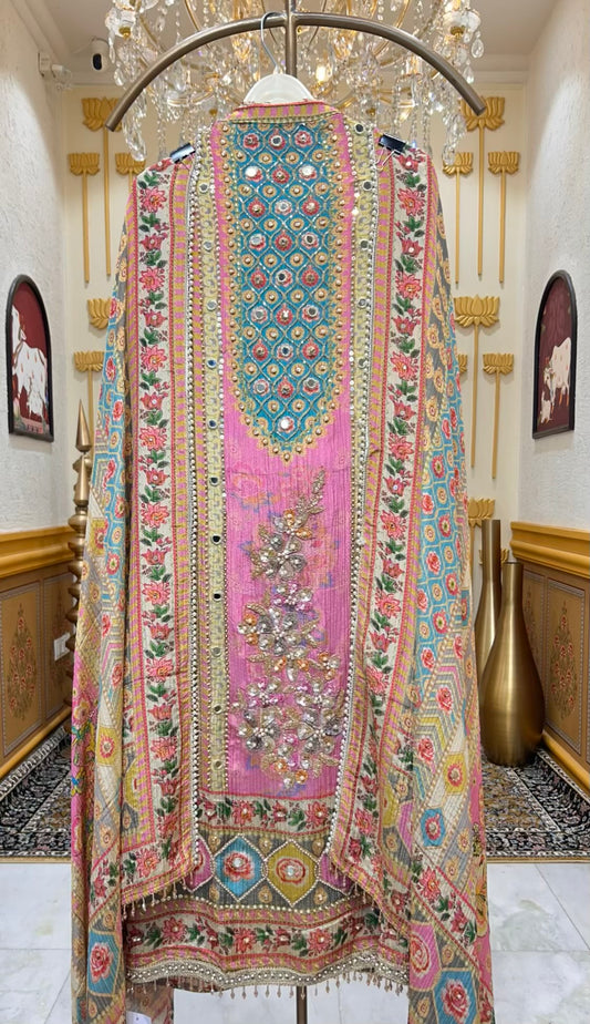 Meherveen Tissue Print Suit (Lavender)