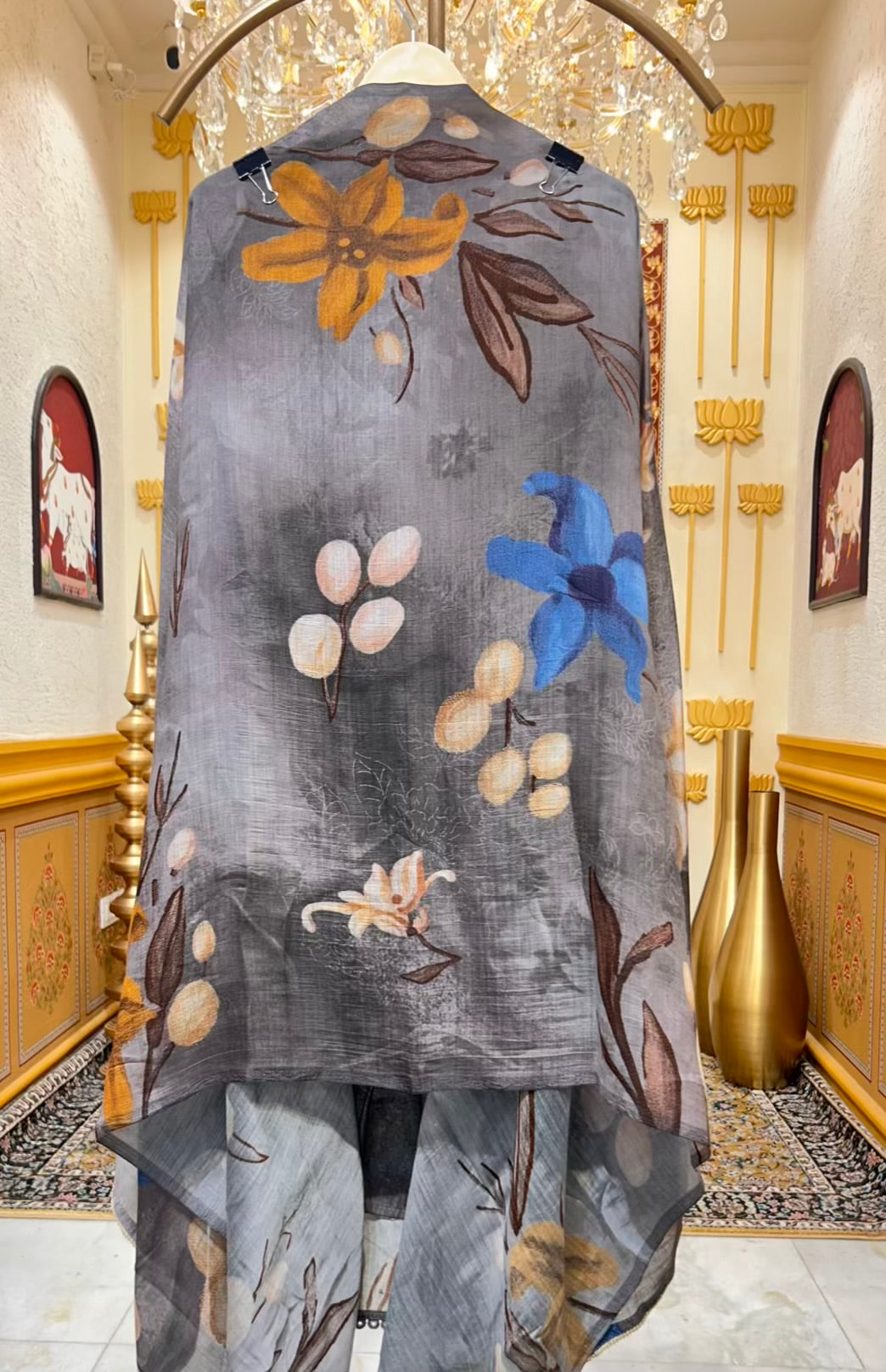 Esha Muslin Spark Suit (Dark Grey)