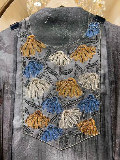 Esha Muslin Spark Suit (Dark Grey)