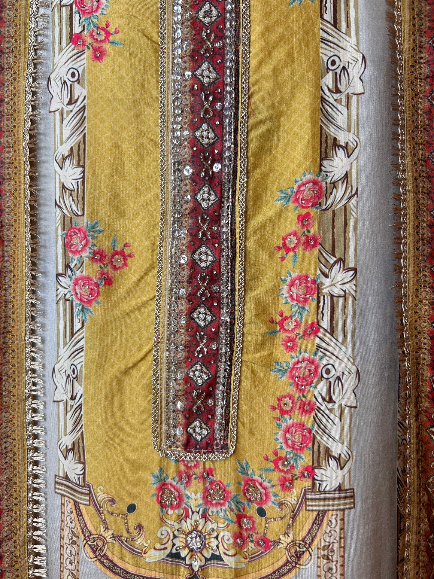 Nayeli Muslin Silk Suit (Yellow)