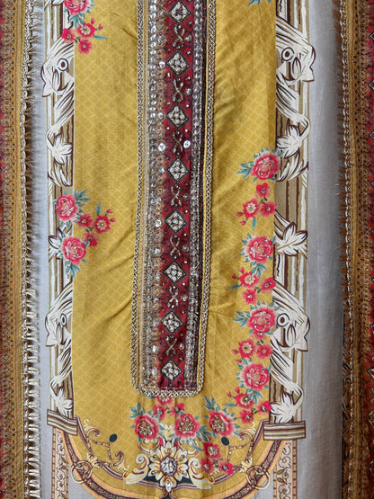 Nayeli Muslin Silk Suit (Yellow)