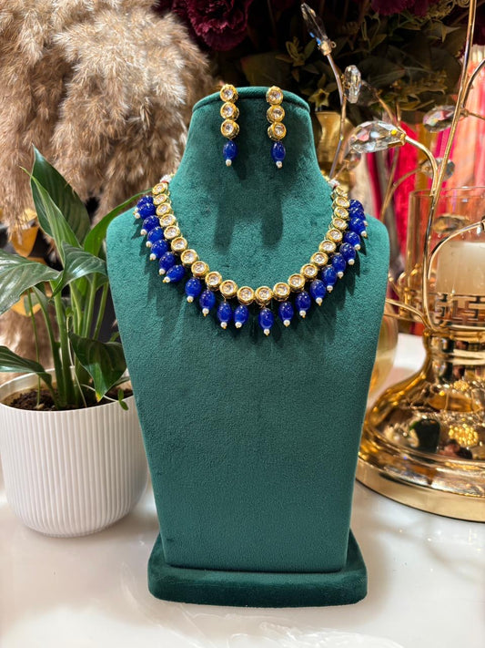 Nooraya Stone Kundan Set (Navy Blue)
