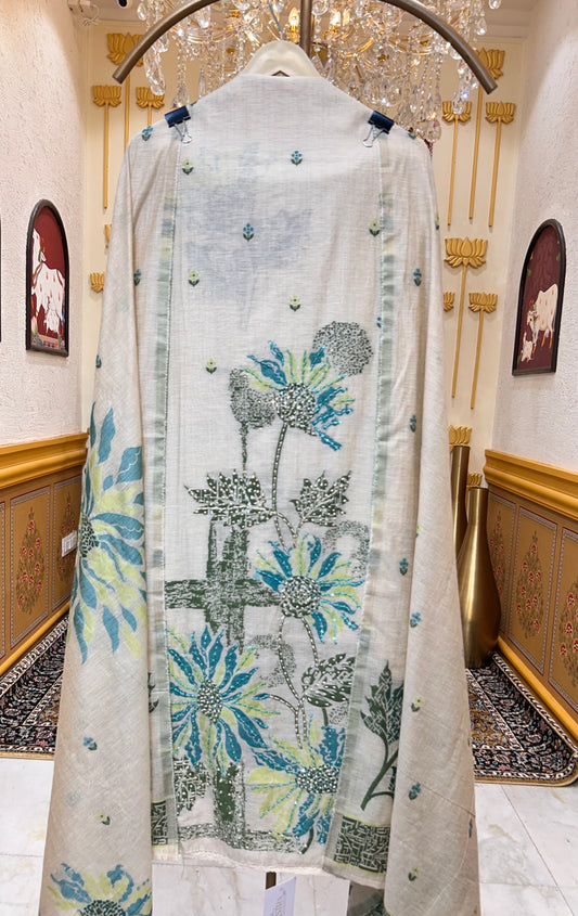 Iraaya Jamdani Noor Suit (Green)