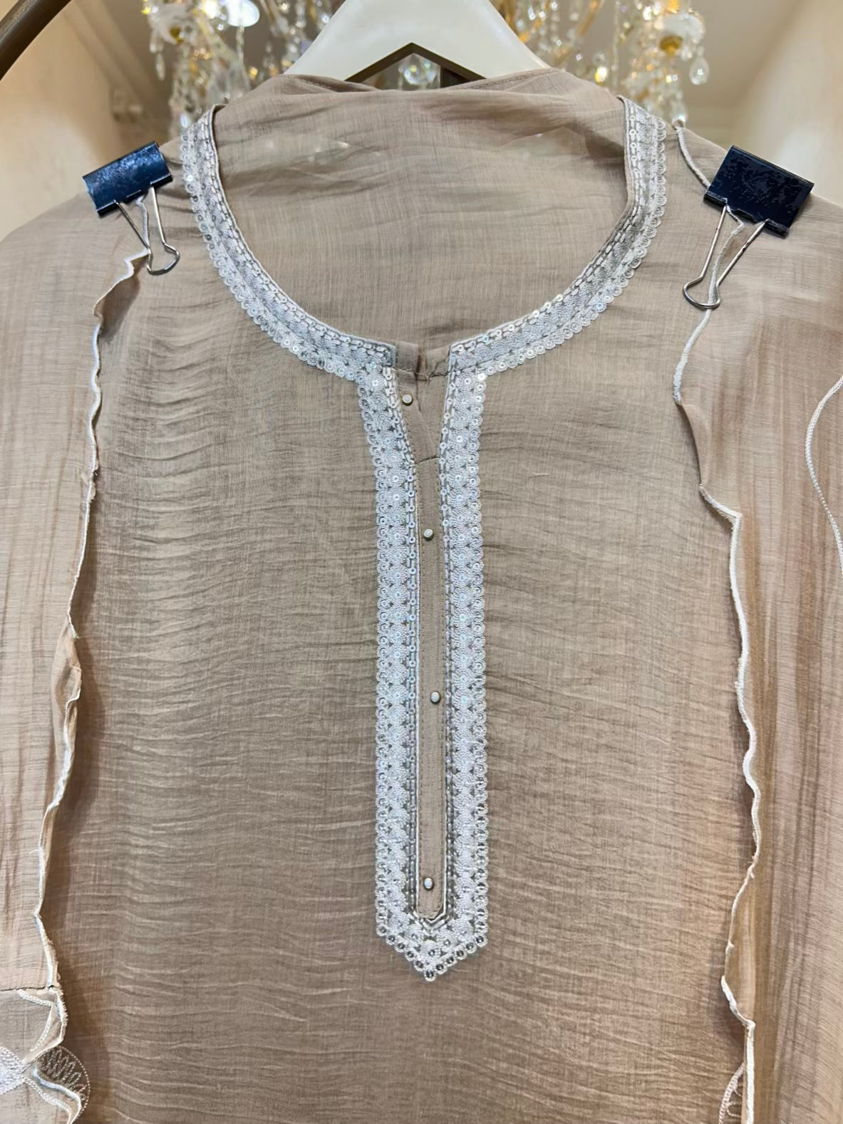 Ayleen Sequin Veil Suit (Beige)