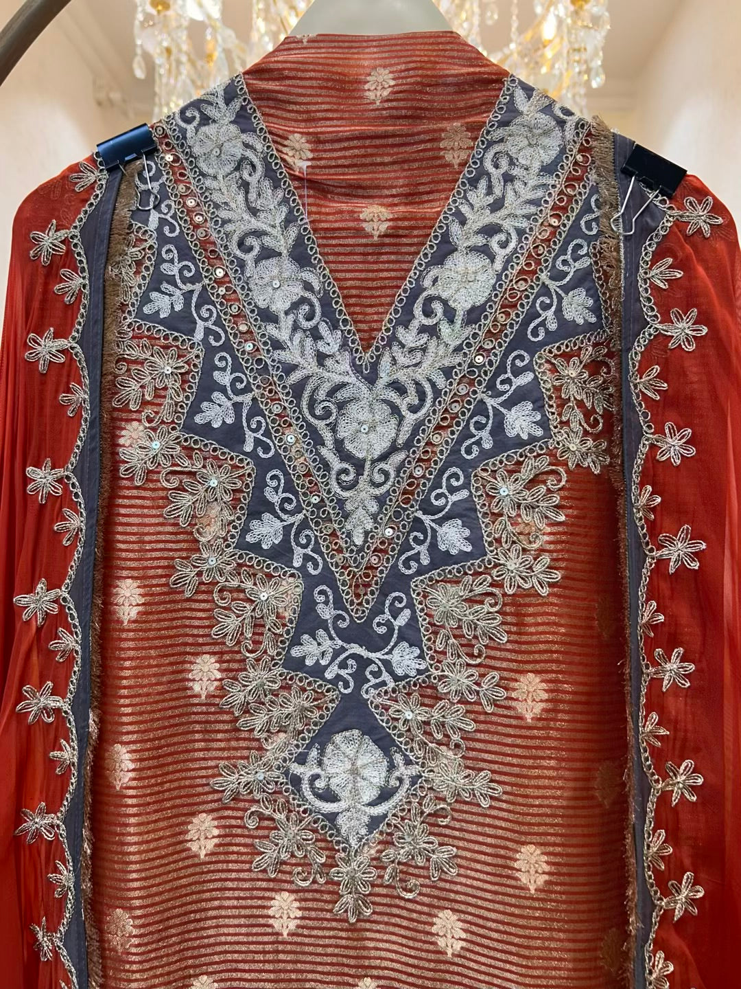 Mirzaara Kinari Taj Suit (Orange)