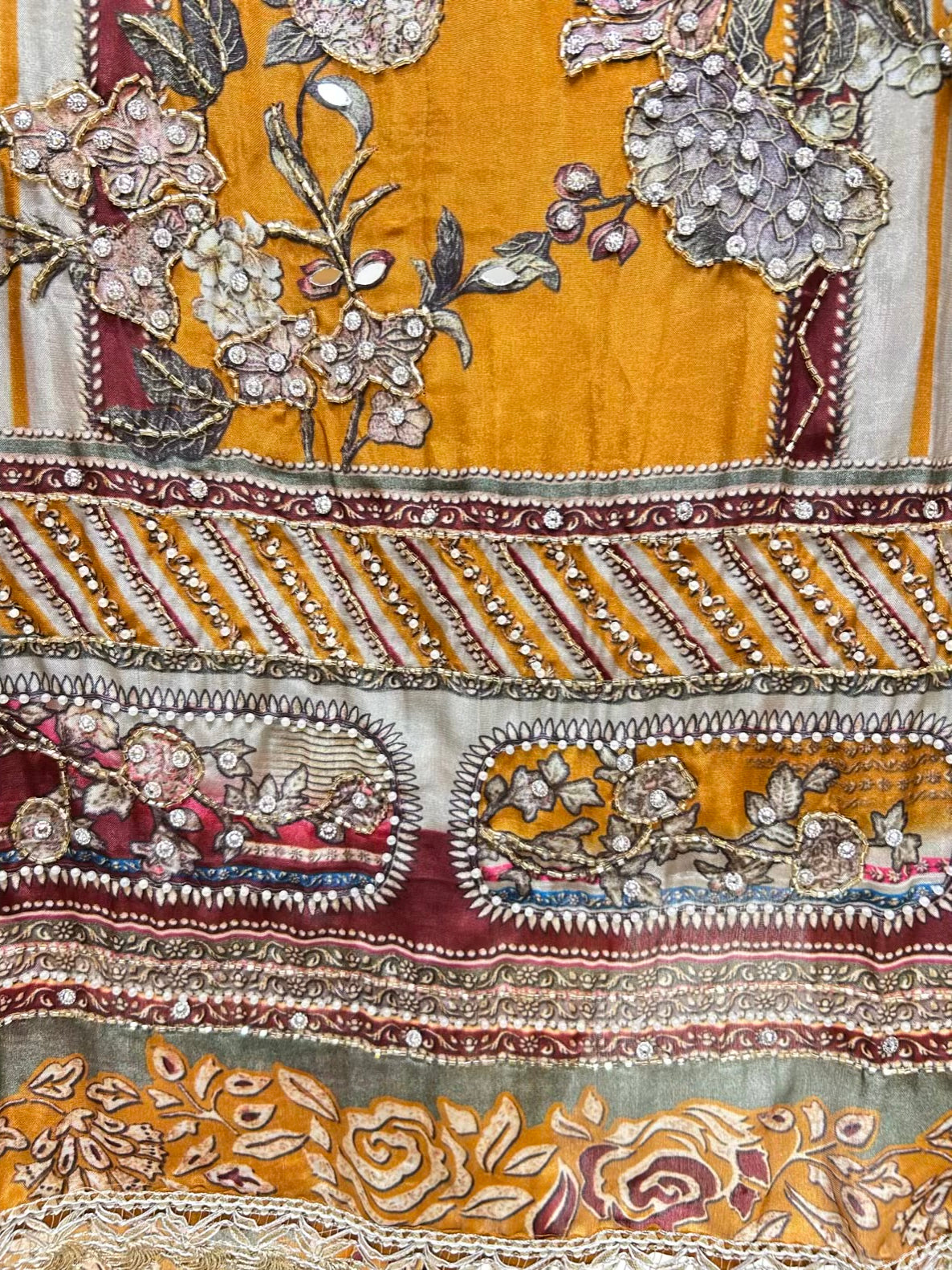 Nayra Silk Digital Printed Veil Suit (Rust)