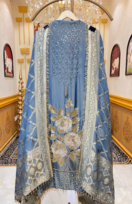 Afsara Kinari Luxe Suit (Blue)