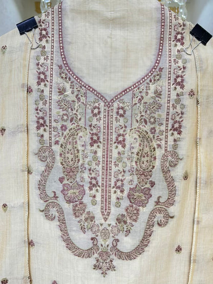 Sahiba Jamdani Weave Suit (Beige & Brown)