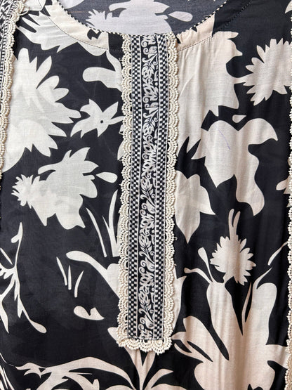 Sufiya Muslin Printed Suit (Black)