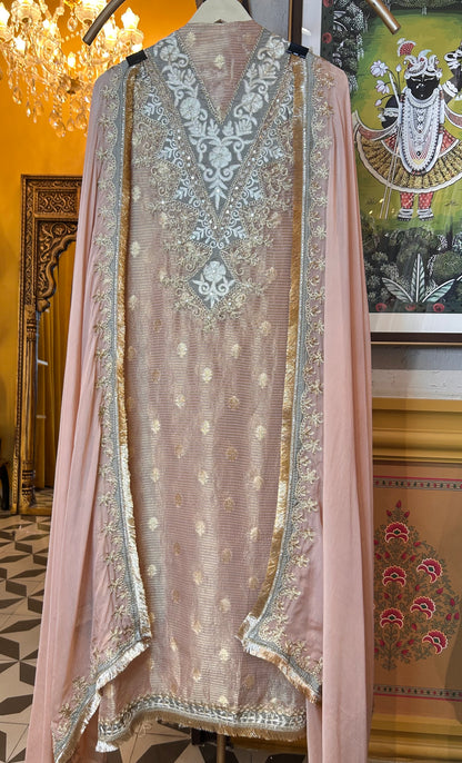 Zureen Tissue Organza Suit (Pink)