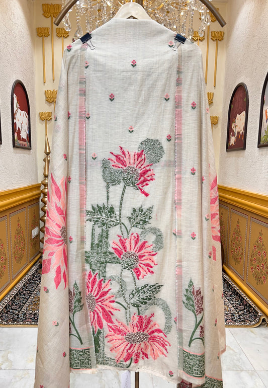 Iraaya Jamdani Noor Suit (Pink)