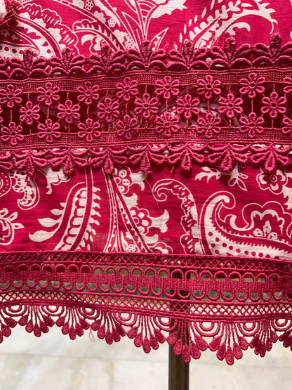 Nayara Cotton Lace Suit (Magenta)