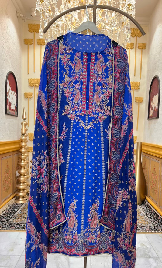 Avnira Crepe Suit (Blue)