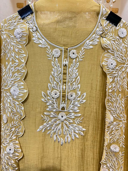 Nazira Resham Mul Suit (Mustard)