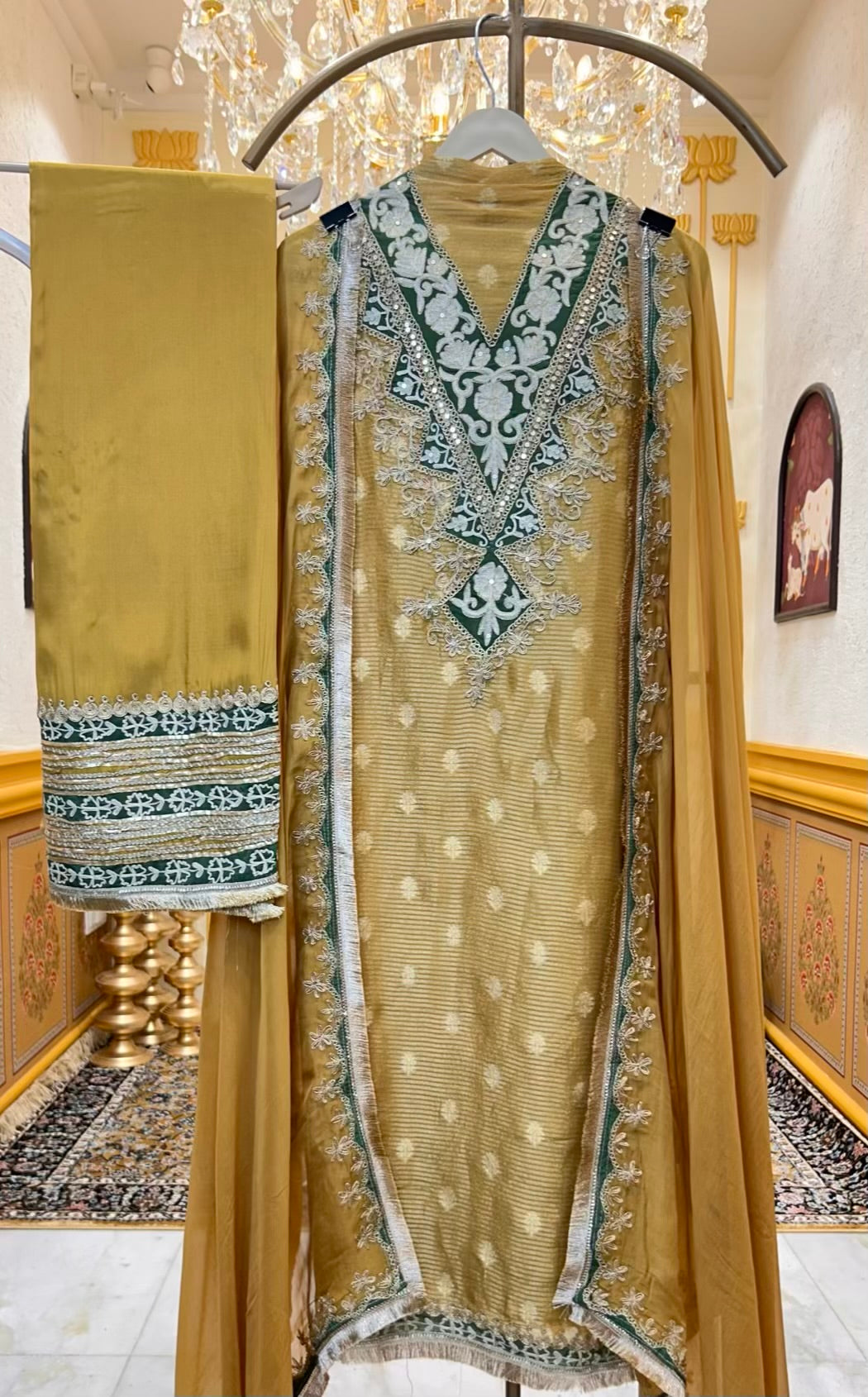 Mirzaara Kinari Taj Suit (Mustard)