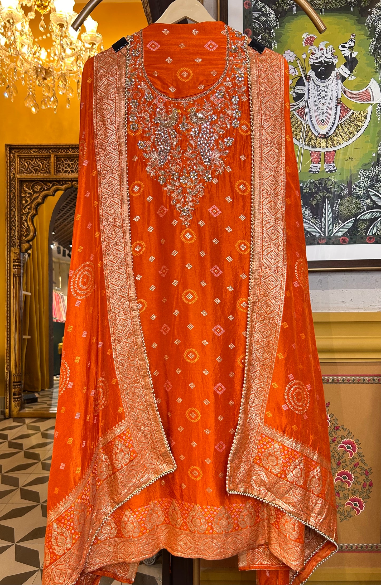 Vistaar Bandhani Suit (Orange)
