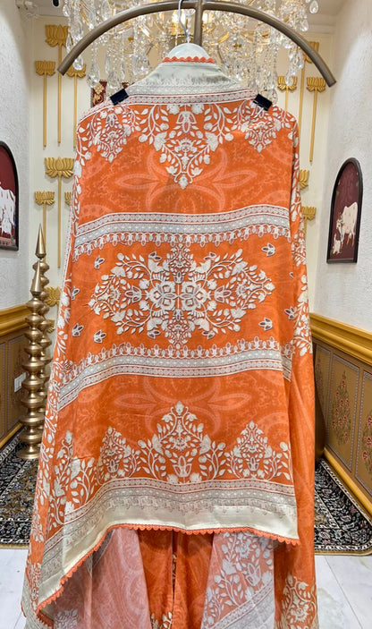 Zehraah Pashmina Veil Suit (Orange)