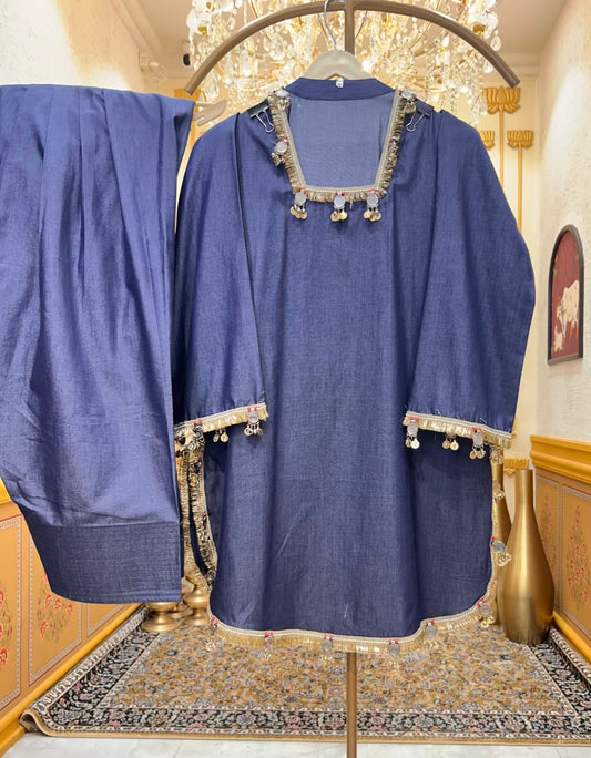 Azeen Moti Coin Denim Set