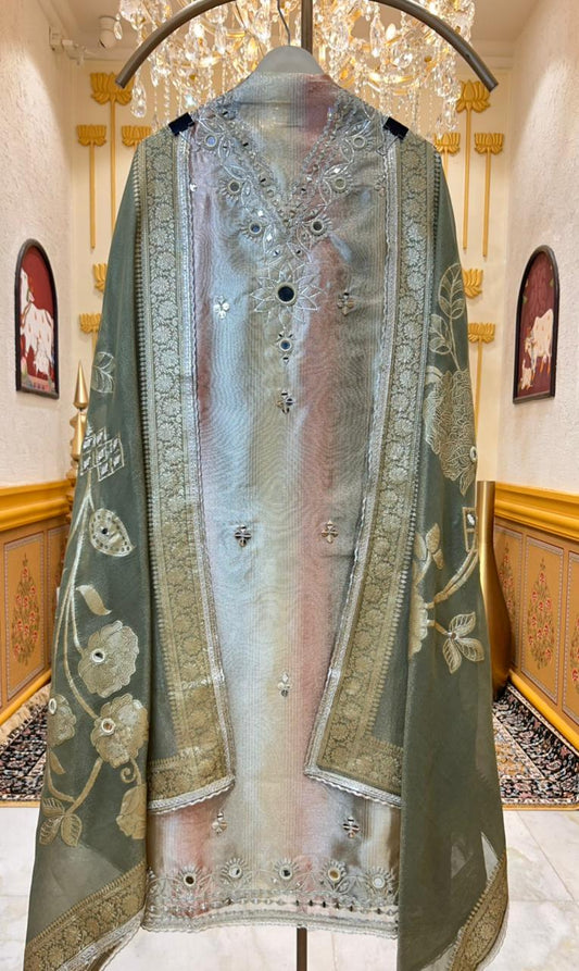 Zarfeena Mirror Taj Suit (Blue)