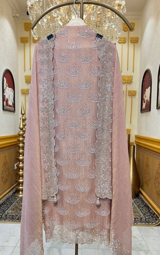 Riyara Handcrafted Veil Suit (Pink)