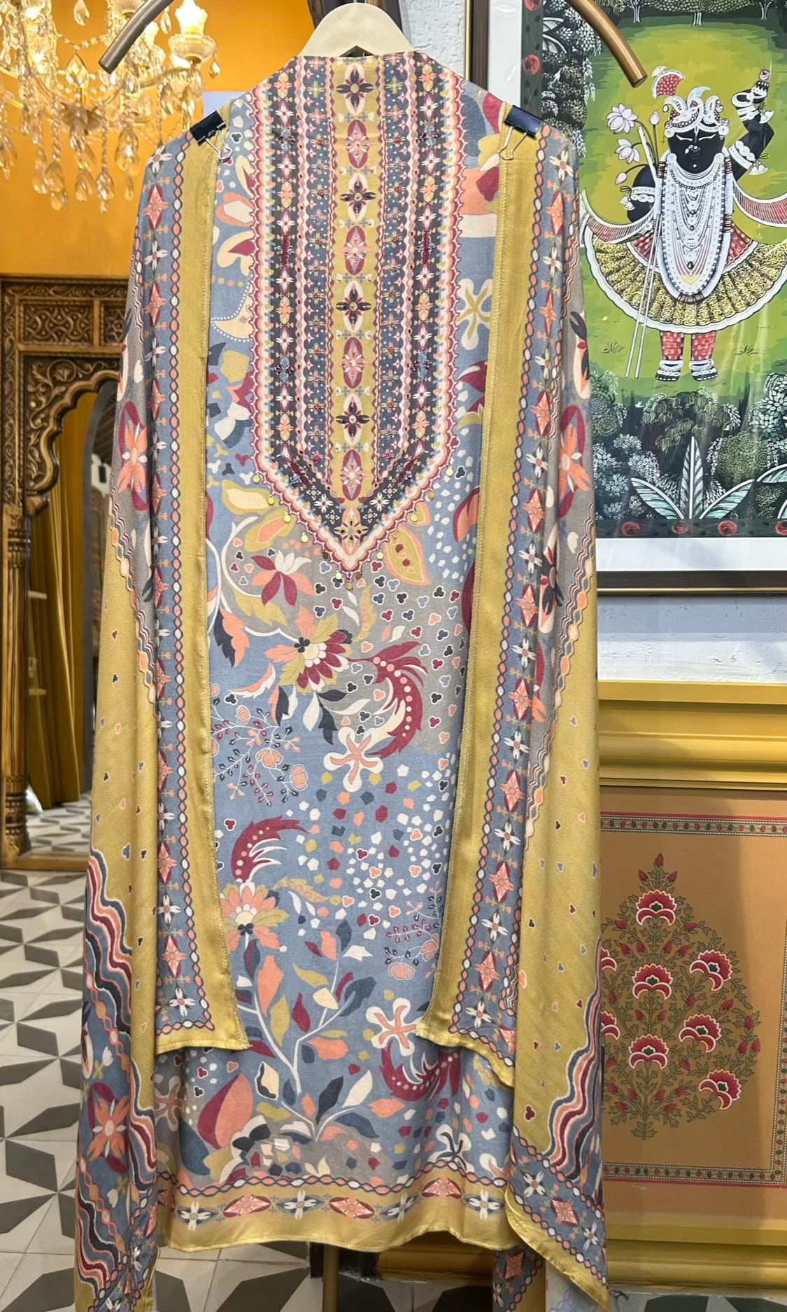 Eira Pashmina Suit (Silver Grey)