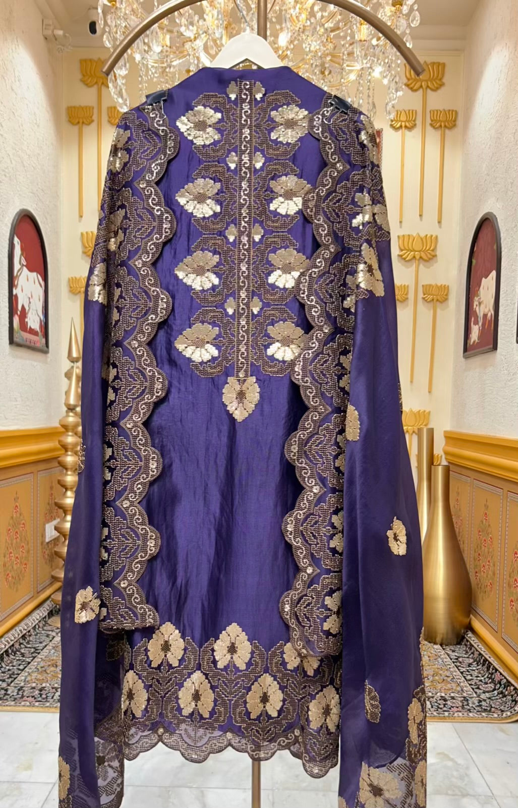Zehriya Sequin Veil Suit (Peacock Blue)