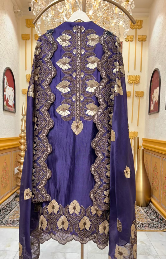 Zehriya Sequin Veil Suit (Peacock Blue)